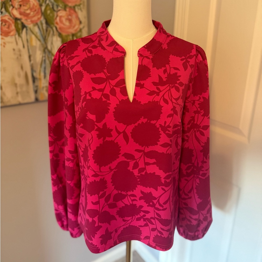Floral Red and Pink Top - Size S